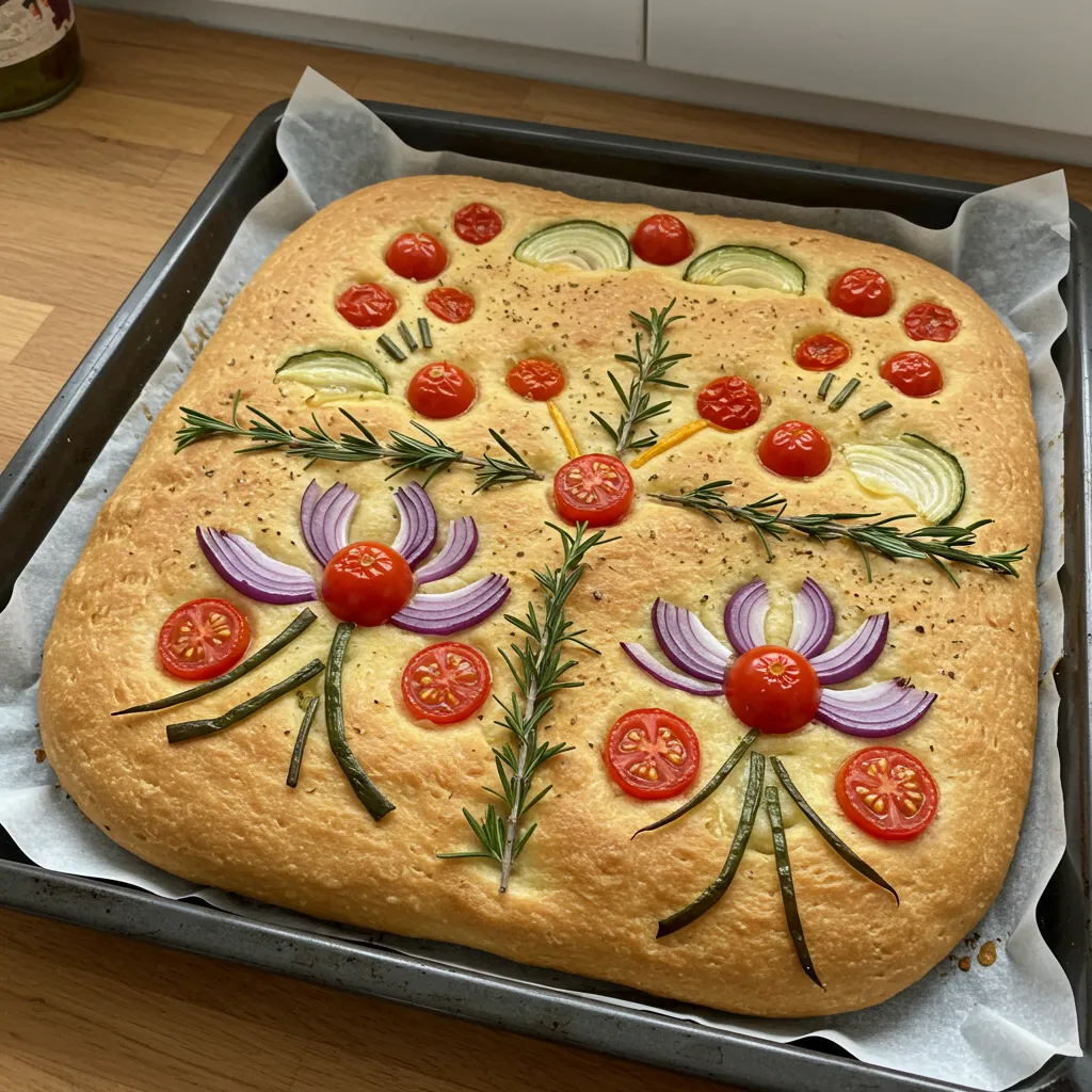 Decorated Focaccia Bread: An Artisan Garden Masterpiece - tertiary view